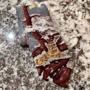 Cougar Neck Tie Mens Tie Grey Maroon Silk